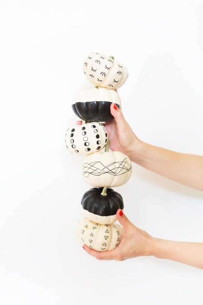 Black And White Geometric Pumpkins