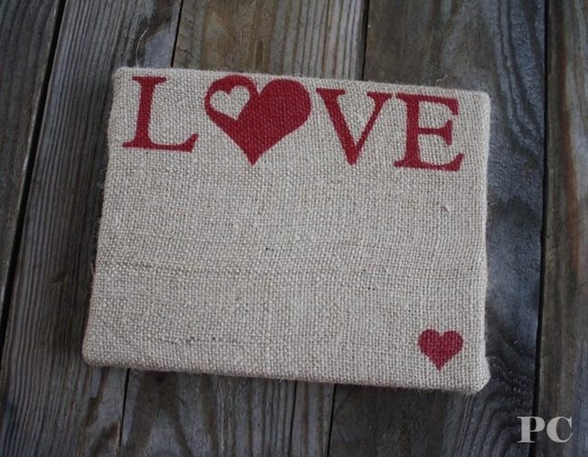 Red Love Heart Burlap Pouch