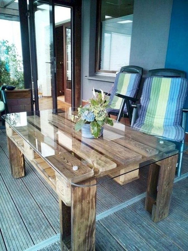 Glass-Topped Wood Dining Outdoors