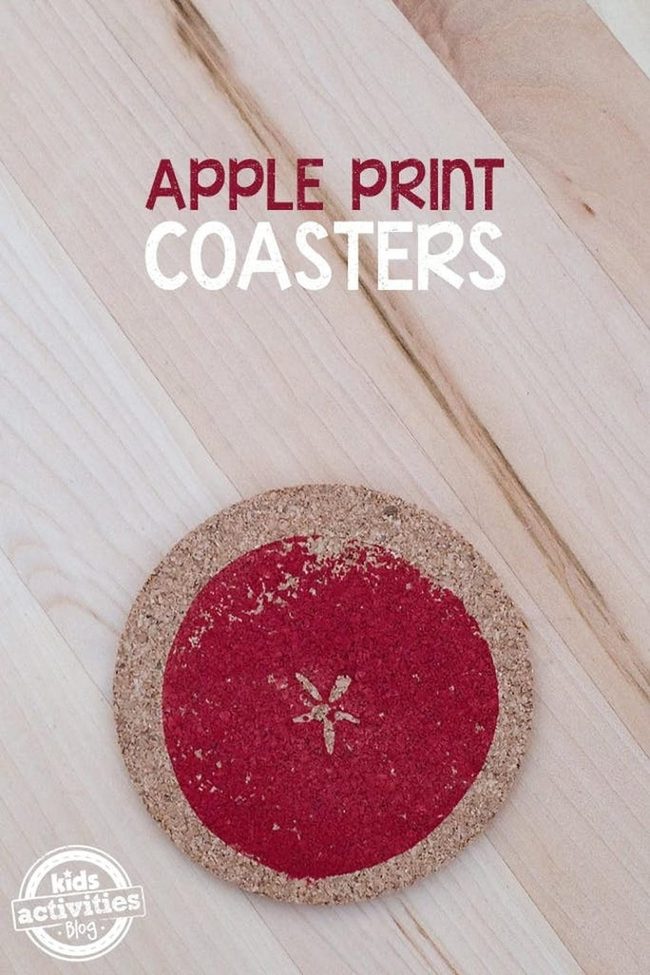 Red Stamped Apple Cork Coasters