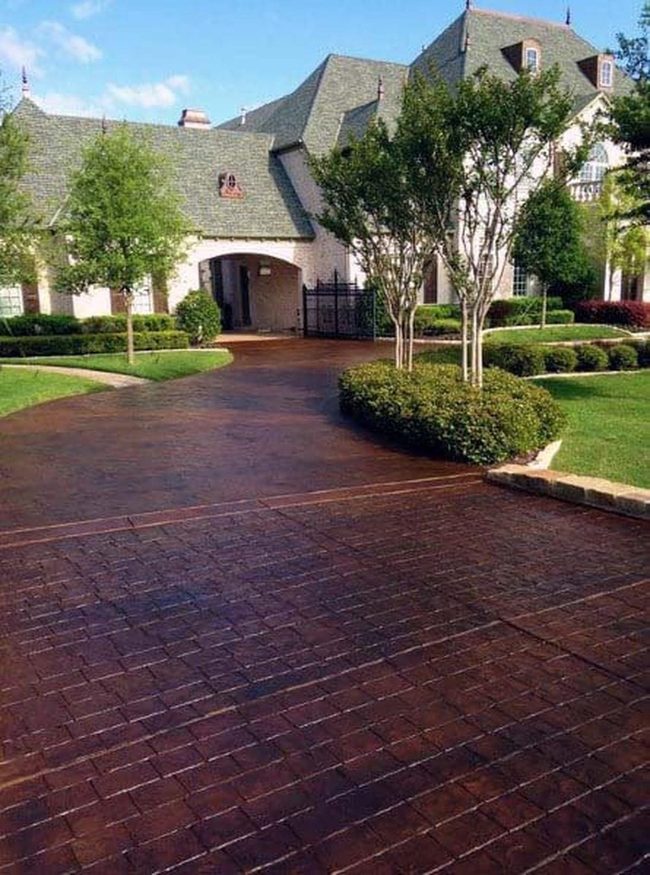 Deep Red Stamped Concrete