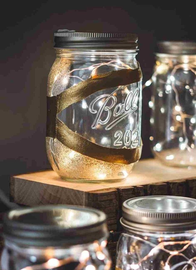 Golden Glass Jar Lights