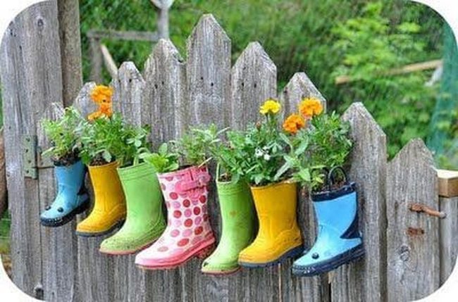 Colorful Boots Overflowing Flowers
