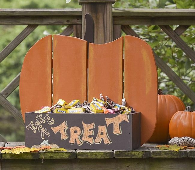 Orange Painted Pumpkins Halloween Display