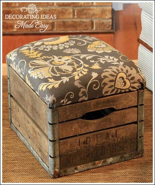 Fabric-Wrapped Crate Ottoman Storage