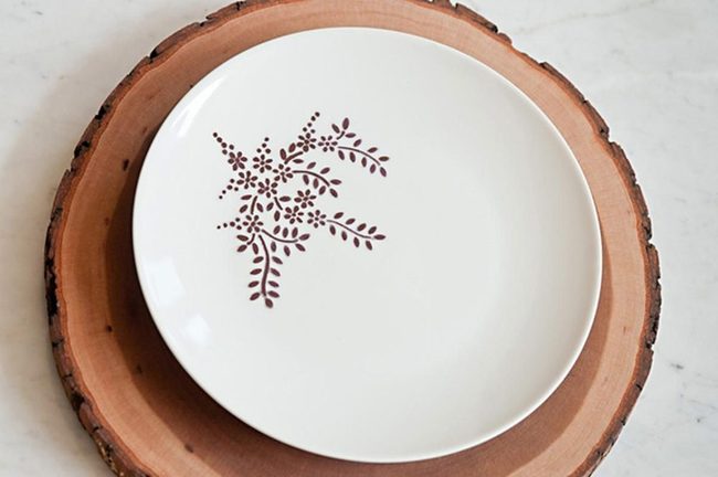 Brown Leaf Porcelain On Marble
