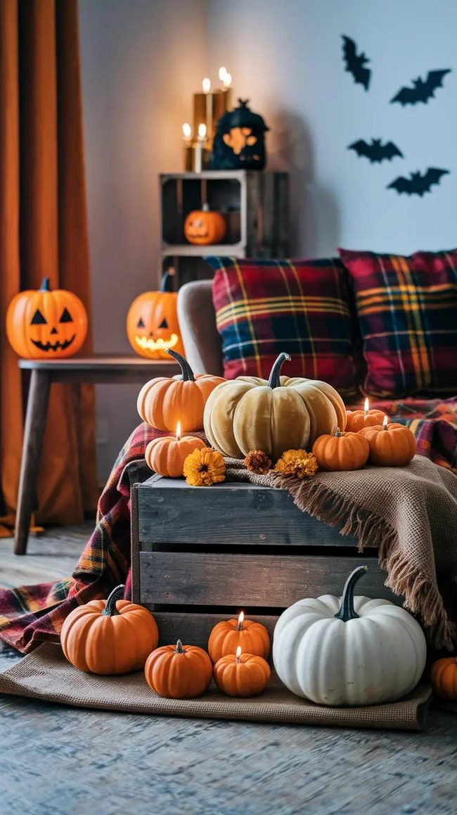 Layered Pumpkins In Autumn Orange