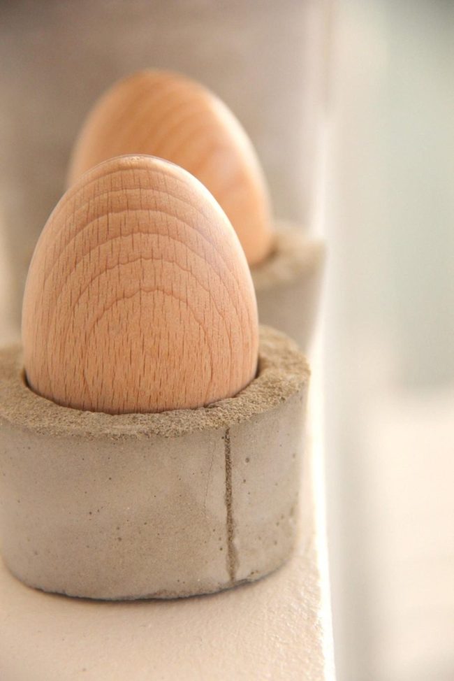 Concrete And Wood Egg Display