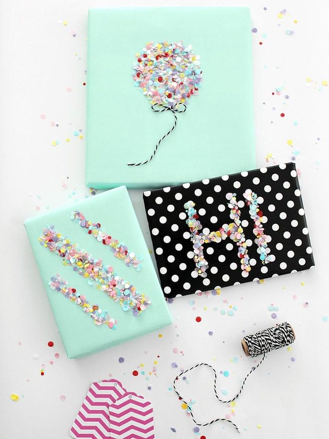 Confetti-Covered Mint & Black Packages