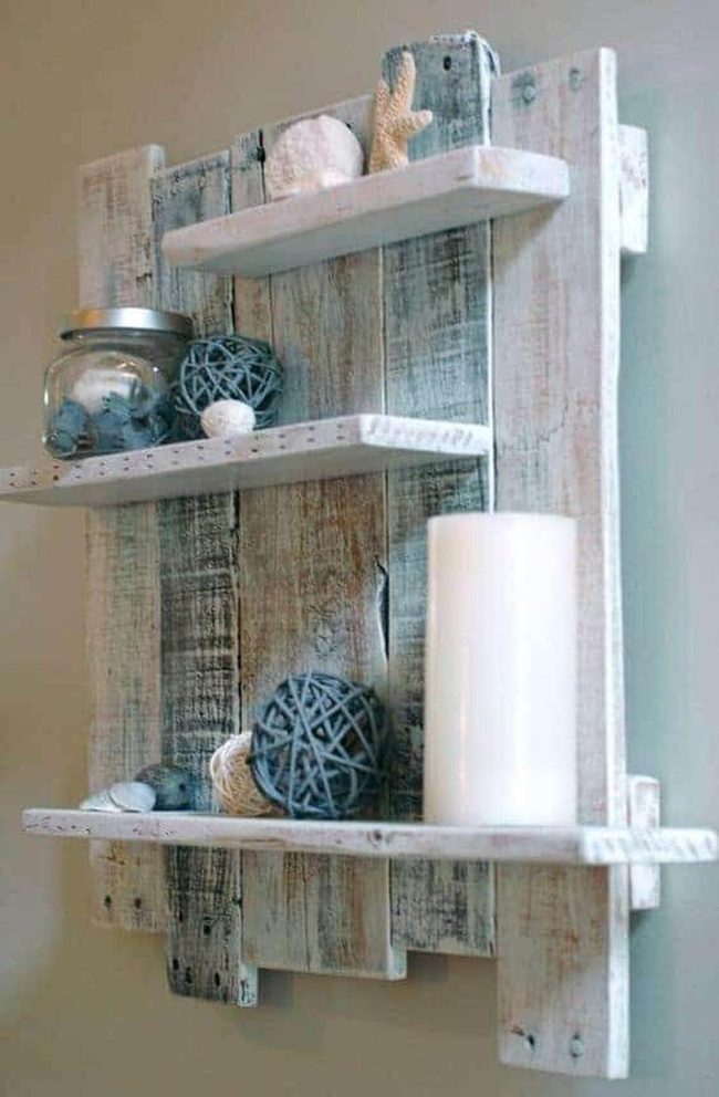 Driftwood Shelves With Ocean Blue