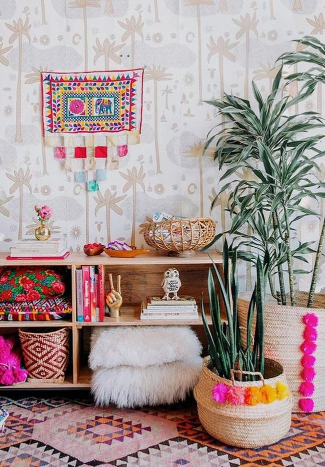 Patterned Blankets And Green Plants