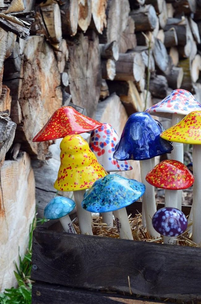 Colorful Garden Mushroom Accents
