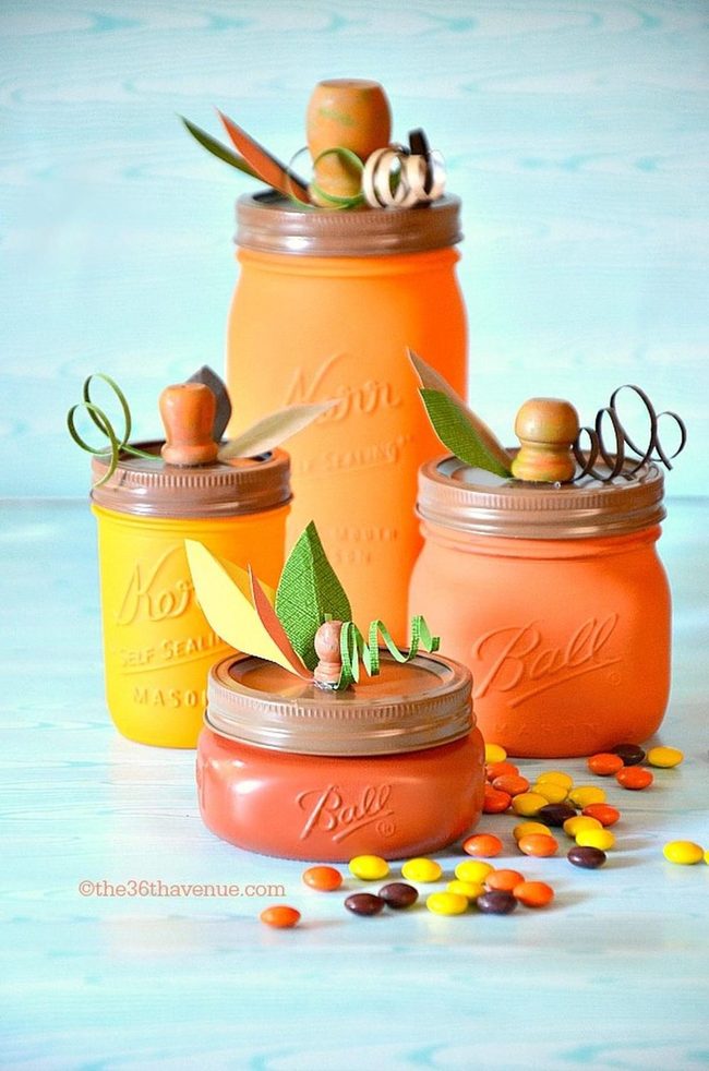 Amber Candies In Glass Jars