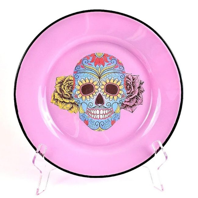 Pink Ceramic Skull Florals
