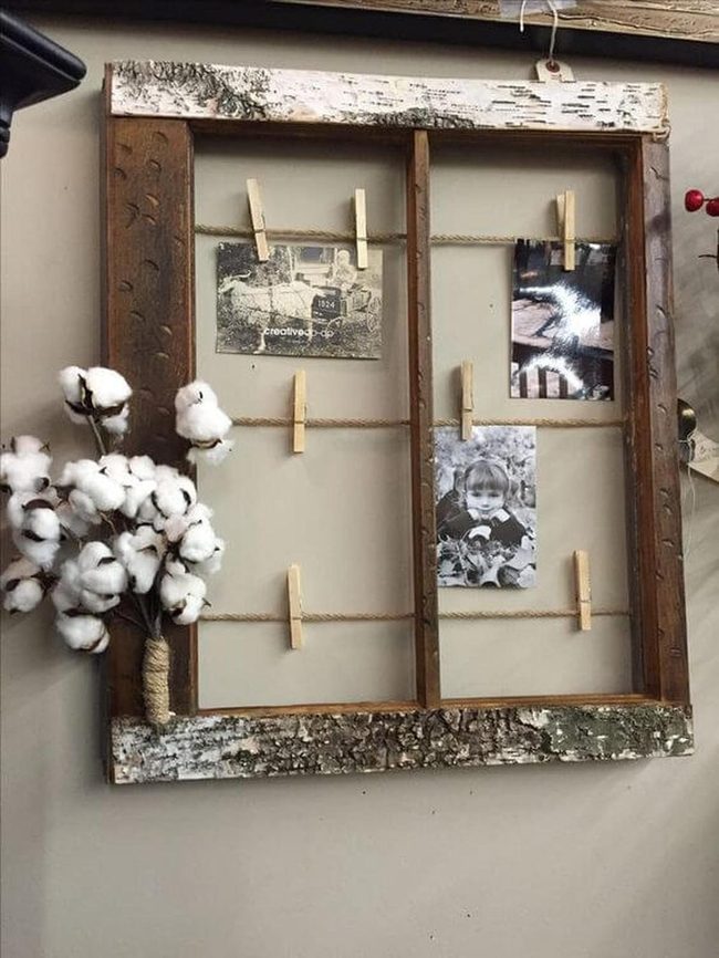 Weathered Wood Photo Clips Display