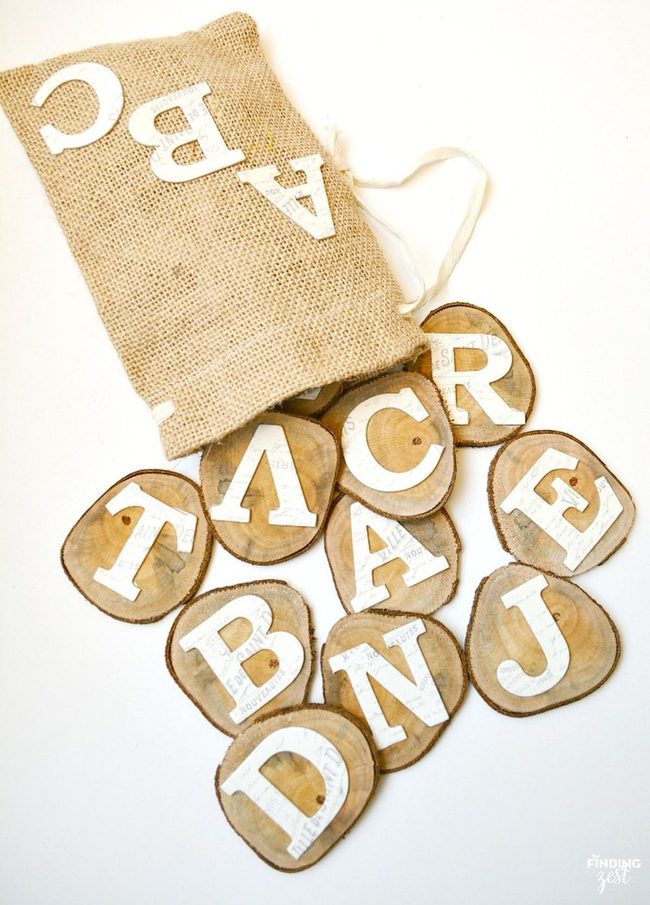 Wooden Letter Slice Tags