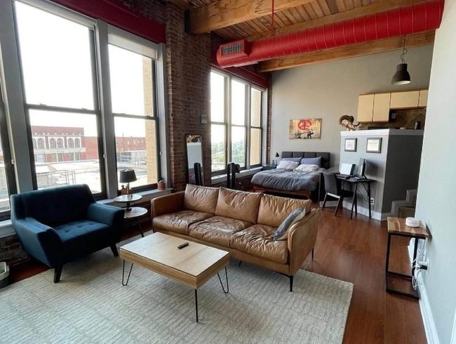 Exposed Brick Metal Beams
