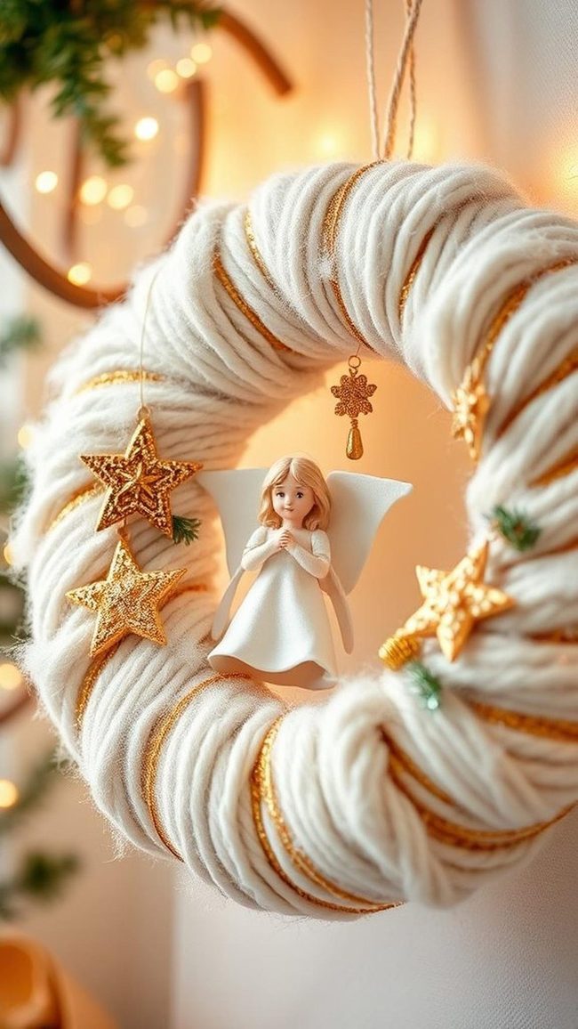 Fluffy Yarn Stars Wreath
