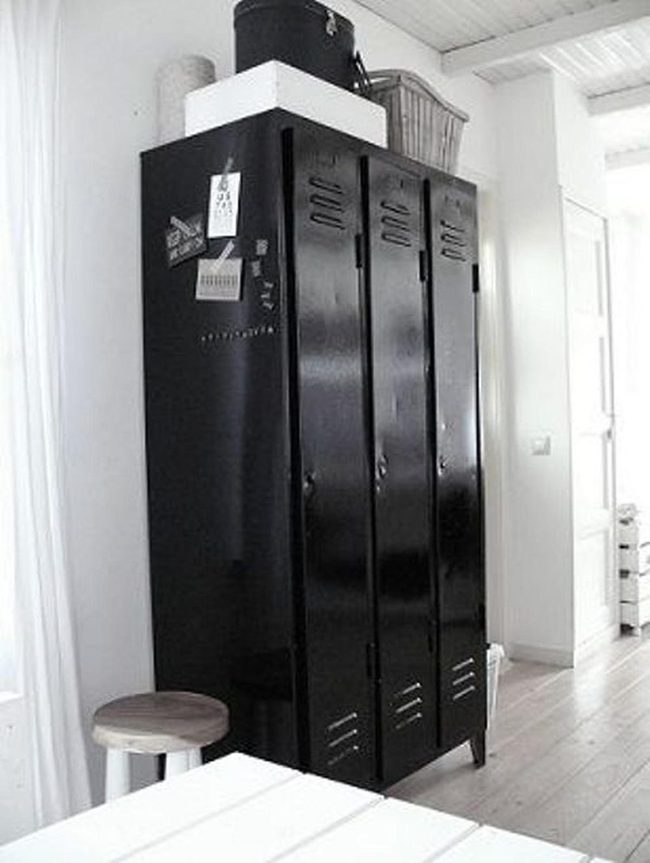 Black Metal Lockers, White Walls