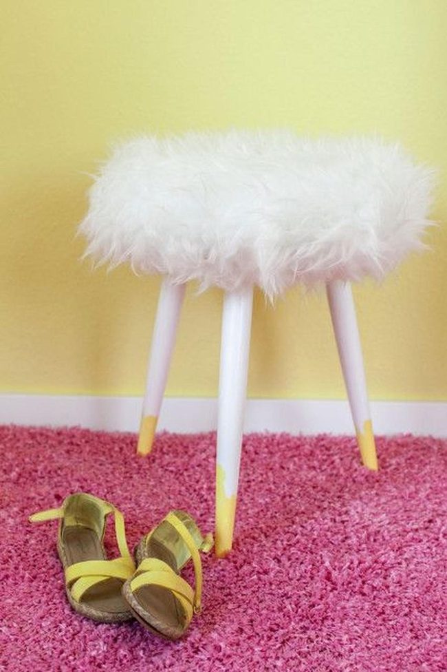 Yellow Fur Stools, Pink Carpet Corner