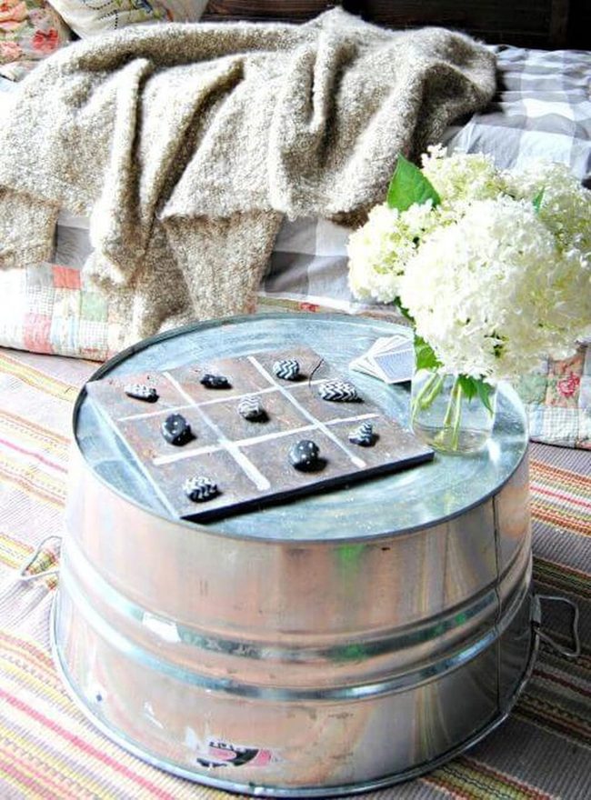 Metallic Round Coffee Table Statement Piece
