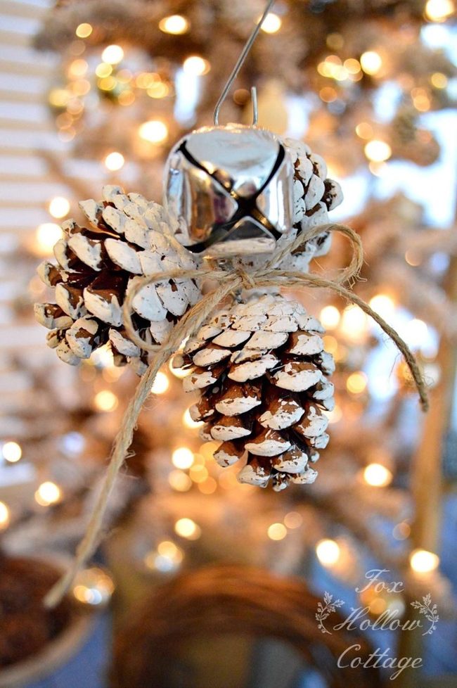 Silver Bells With Pinecones