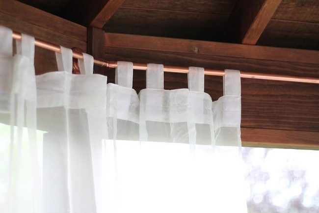 White Curtains With Copper Rod