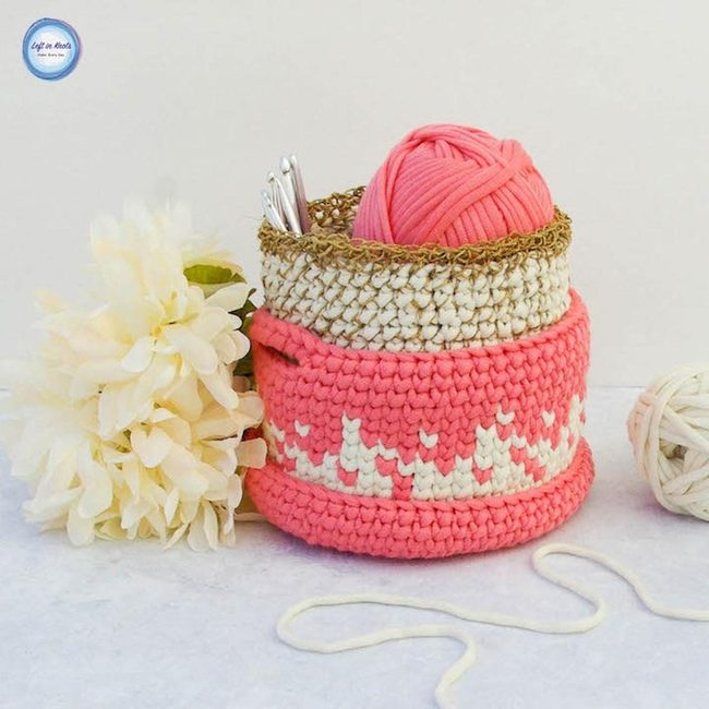 Pink Woven Baskets, Yarn Ready
