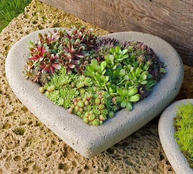 Gray Stone Heart Planter