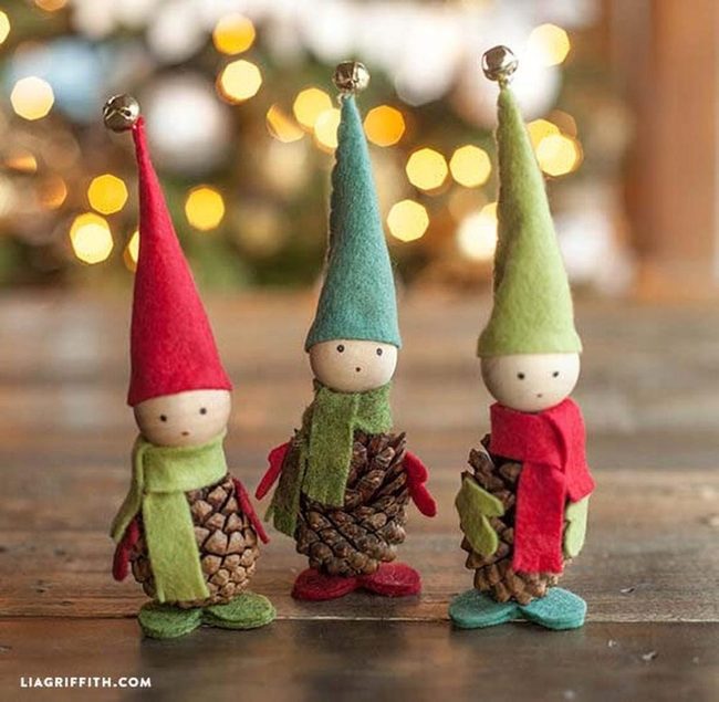 Pinecone Gnomes With Jingle Bells