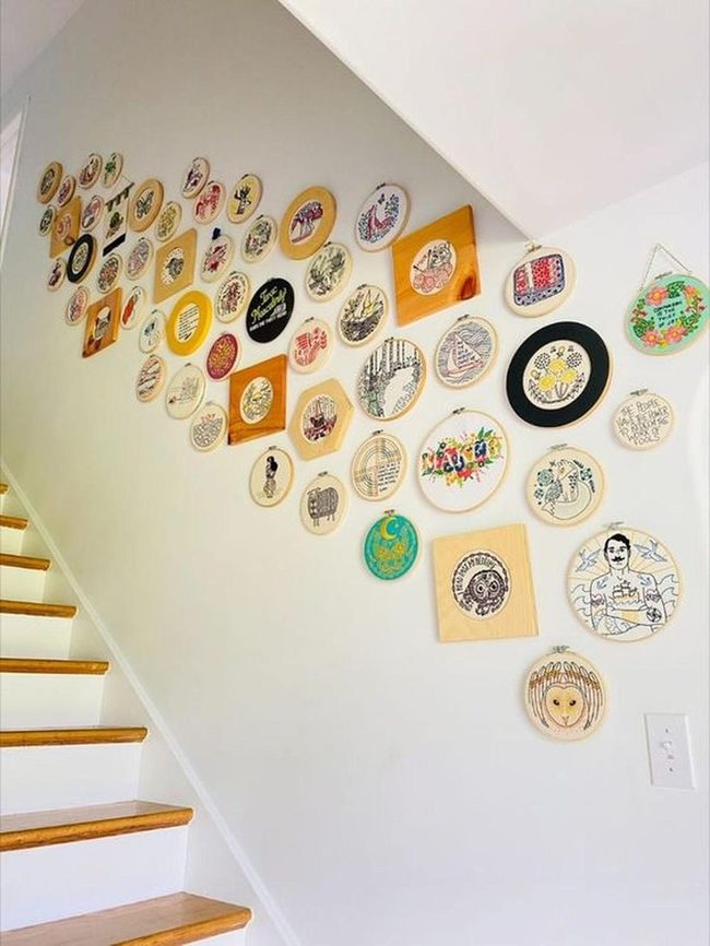 Embroidered Circles Light Up Stairs