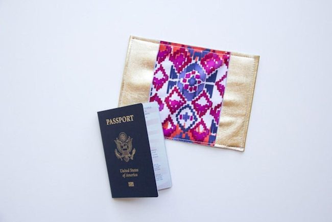 Pink Patterned Passport Gold Accents
