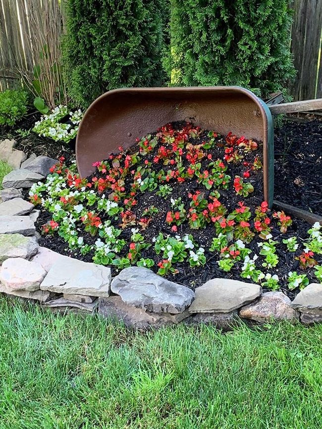 Tipped Wheelbarrow Red Blooms