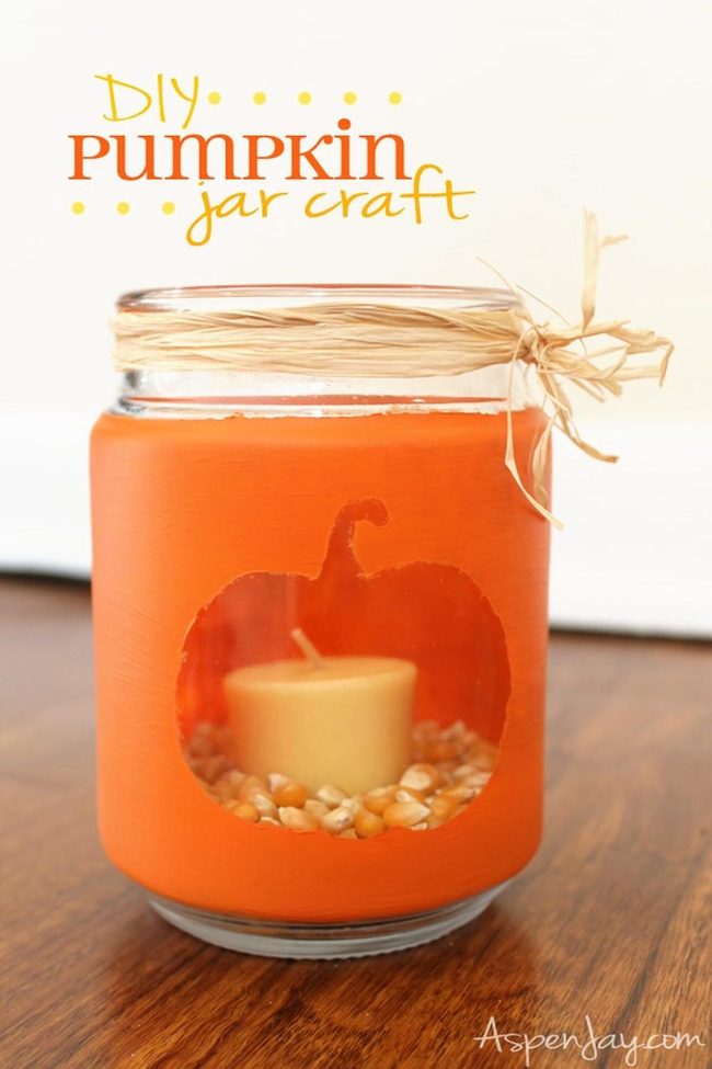 Pumpkin Orange Mason Jar Lanterns
