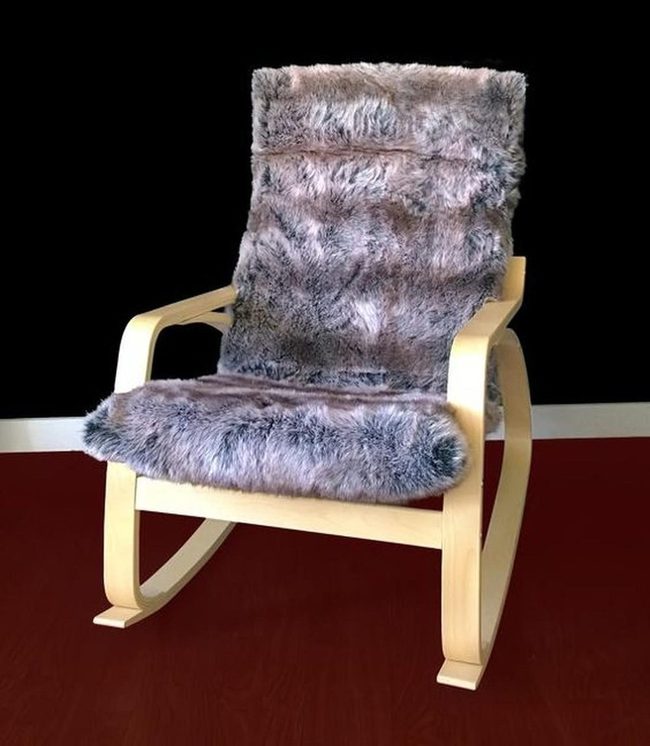 Light Wood Rocker Gray Fur