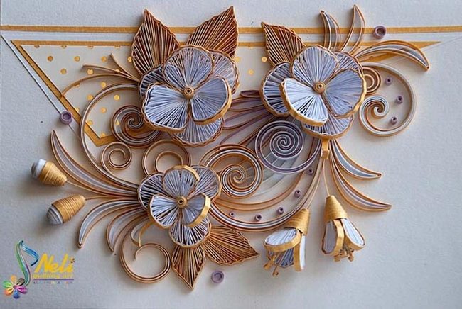 Cream Gold Swirling Blooms