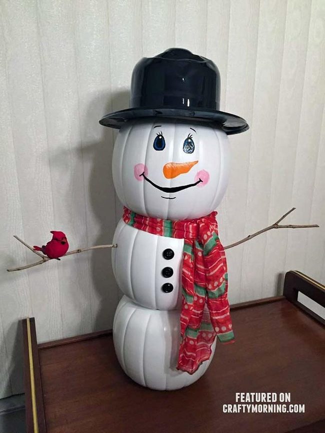 Orange Pumpkin Snowman Stack
