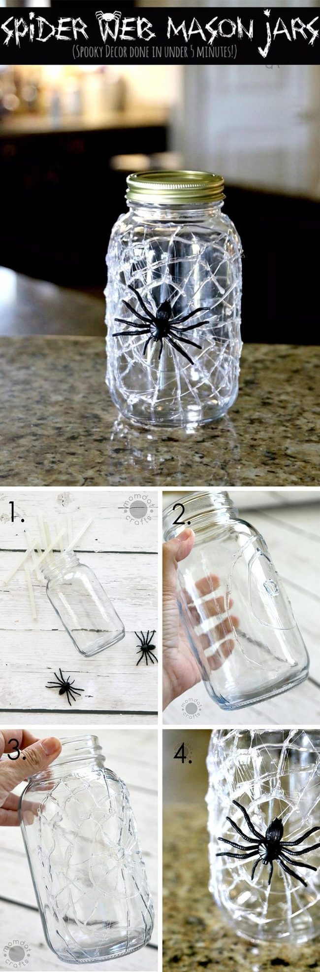 Spiderweb Mason Jar Centerpiece