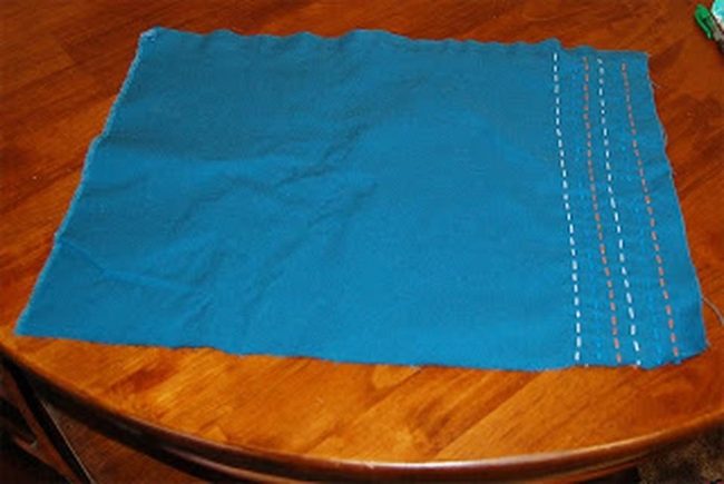 Blue Linen On Natural Wood