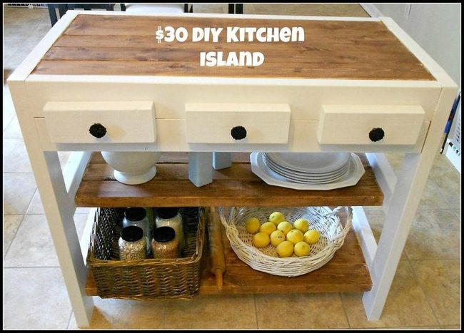 White Wood Island With Yellow Lemons