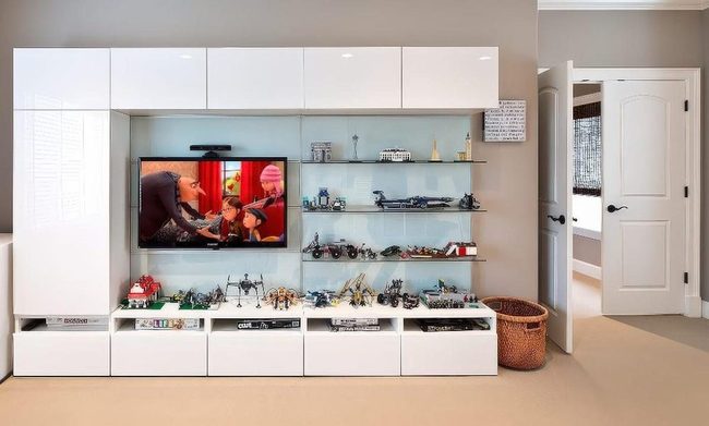 White Shelving Gallery With Woven Details
