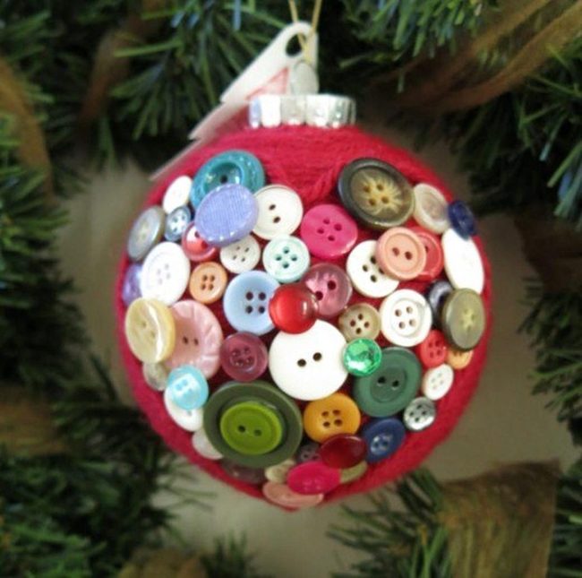 Red Button Ornament Handmade