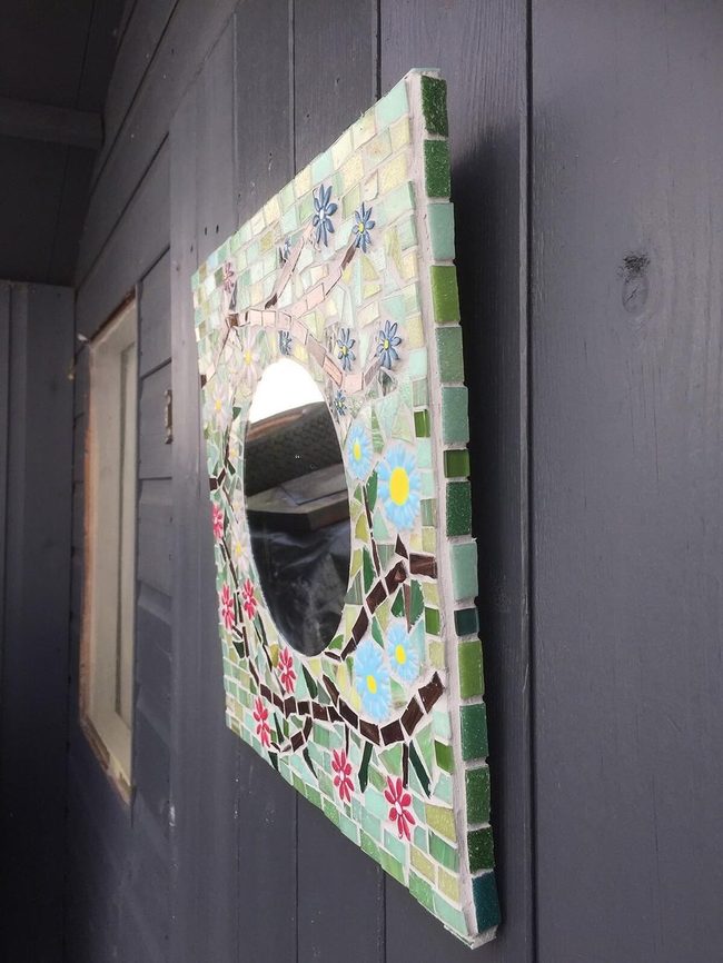 Floral Mosaic Garden Mirror