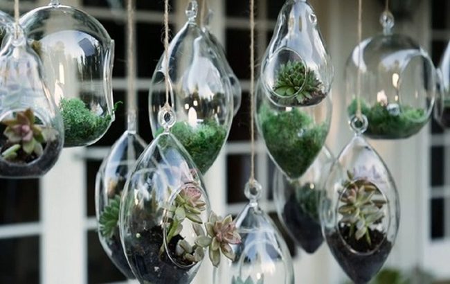 Crystalline Metal Plant Chandelier