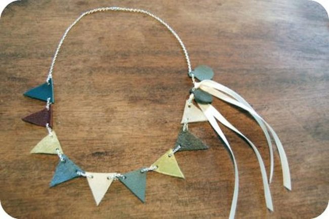 Colorful Felt Triangles Silver Chain