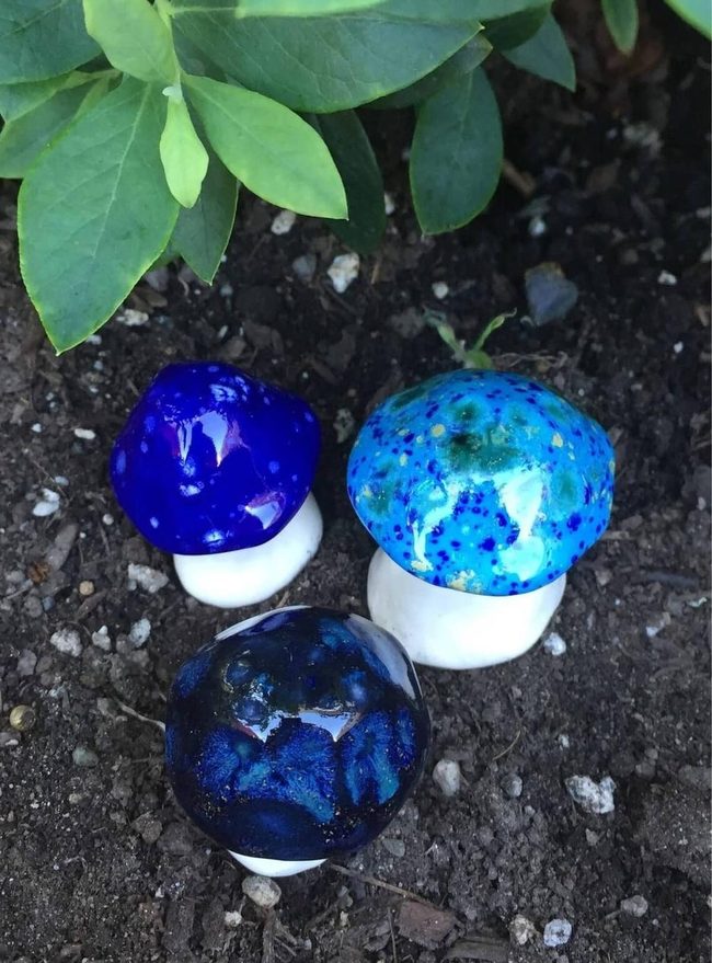 Glazed Ceramic Mushroom Trio