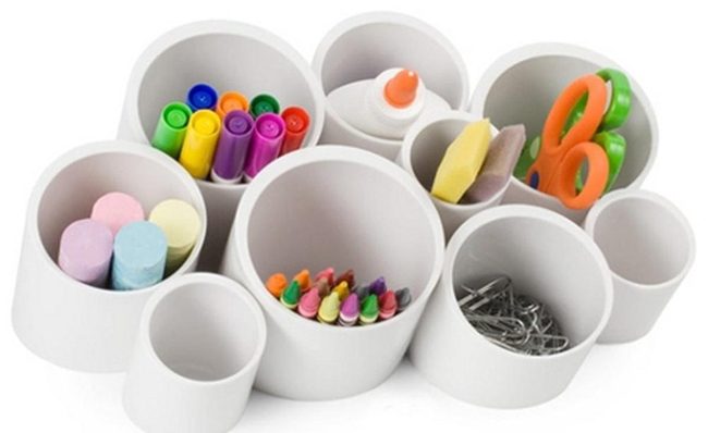 Circular White Desk Organizer