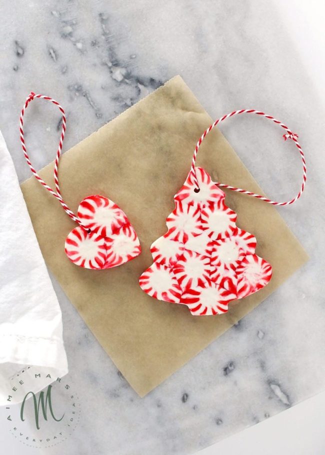 Red Striped Marble Ornaments