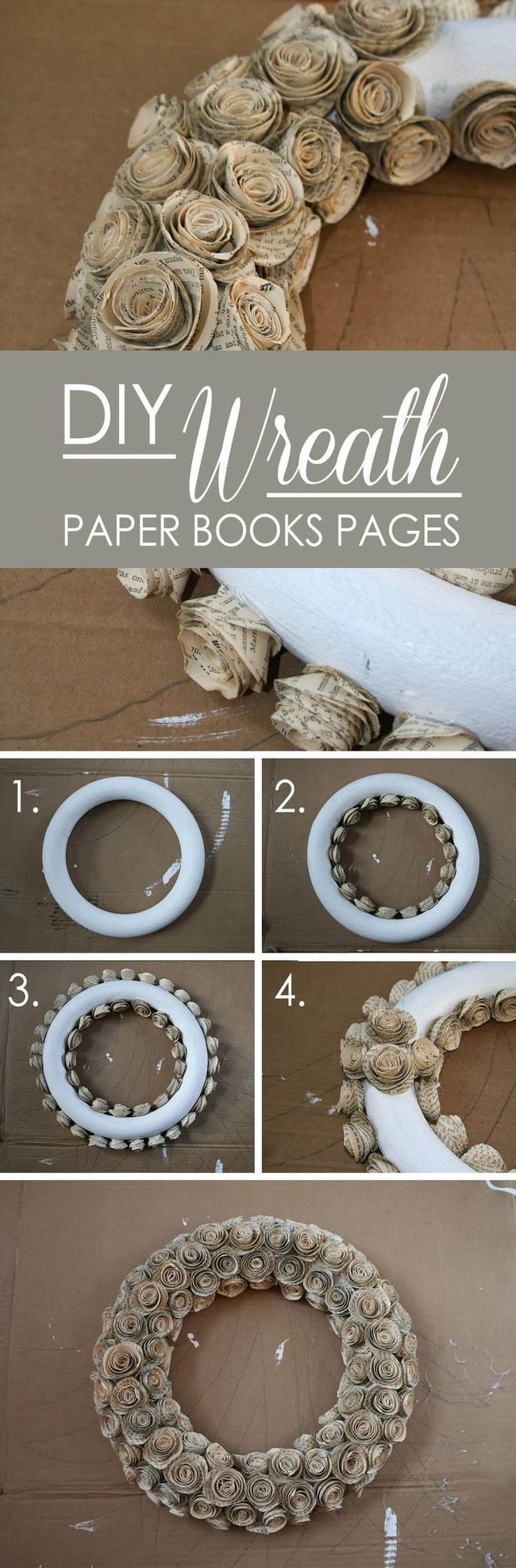 Vintage Paper Rose Wreath