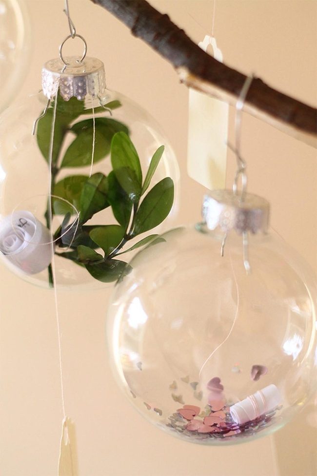Glass Orbs With Wooden Branch Elegance